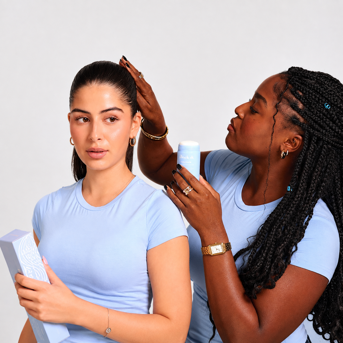 Sleek It Sleek Duo - Hair Wax Stick + Sleek Brush für Sleek Look, Babyhaare und Flyaways